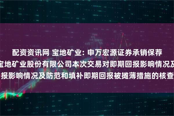 配资资讯网 宝地矿业: 申万宏源证券承销保荐有限责任公司关于新疆宝地矿业股份有限公司本次交易对即期回报影响情况及防范和填补即期回报被摊薄措施的核查意见内容摘要