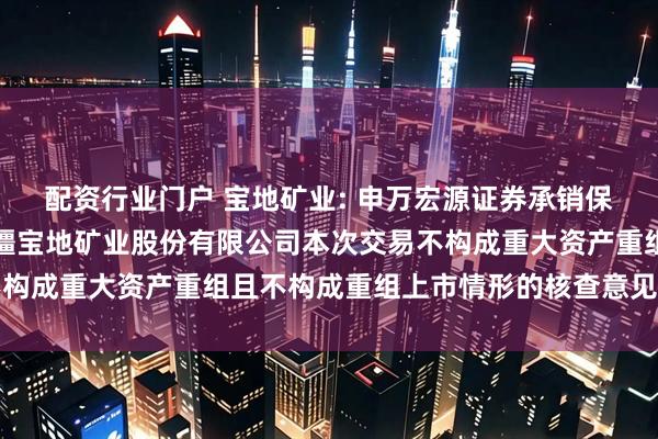 配资行业门户 宝地矿业: 申万宏源证券承销保荐有限责任公司关于新疆宝地矿业股份有限公司本次交易不构成重大资产重组且不构成重组上市情形的核查意见内容摘要